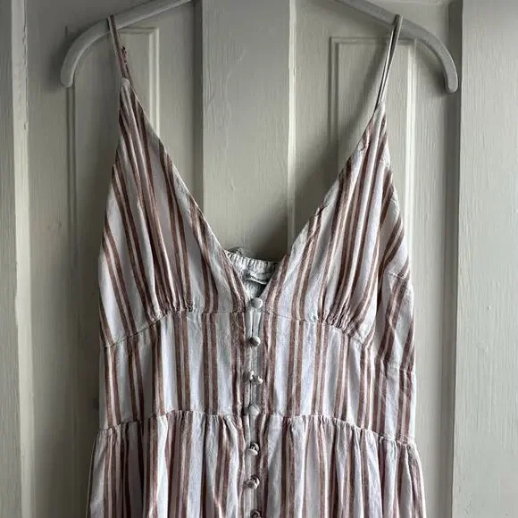 Abercrombie & Fitch Linen-Blend Striped Maxi Dress – Size Large - Picture 3 of 8